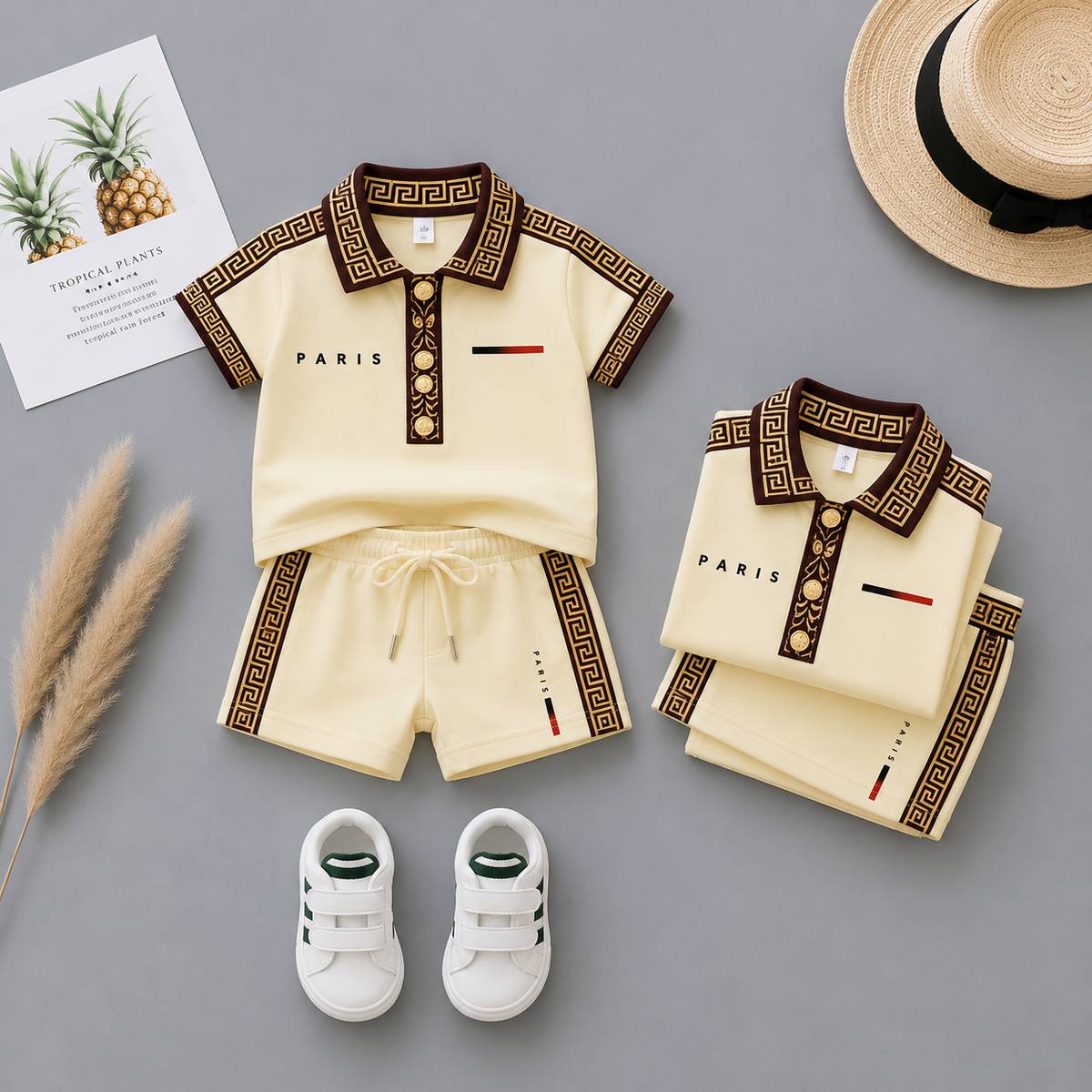PARIS Premium Baby Boys Polo T-Shirt & Shorts Set | Cute Fashion Outfit | 6 Months–5 Years 🧸✨