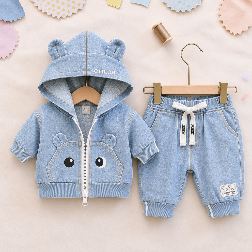 Little Cub Comfort: Premium Bear Hoodie & Jogger Set