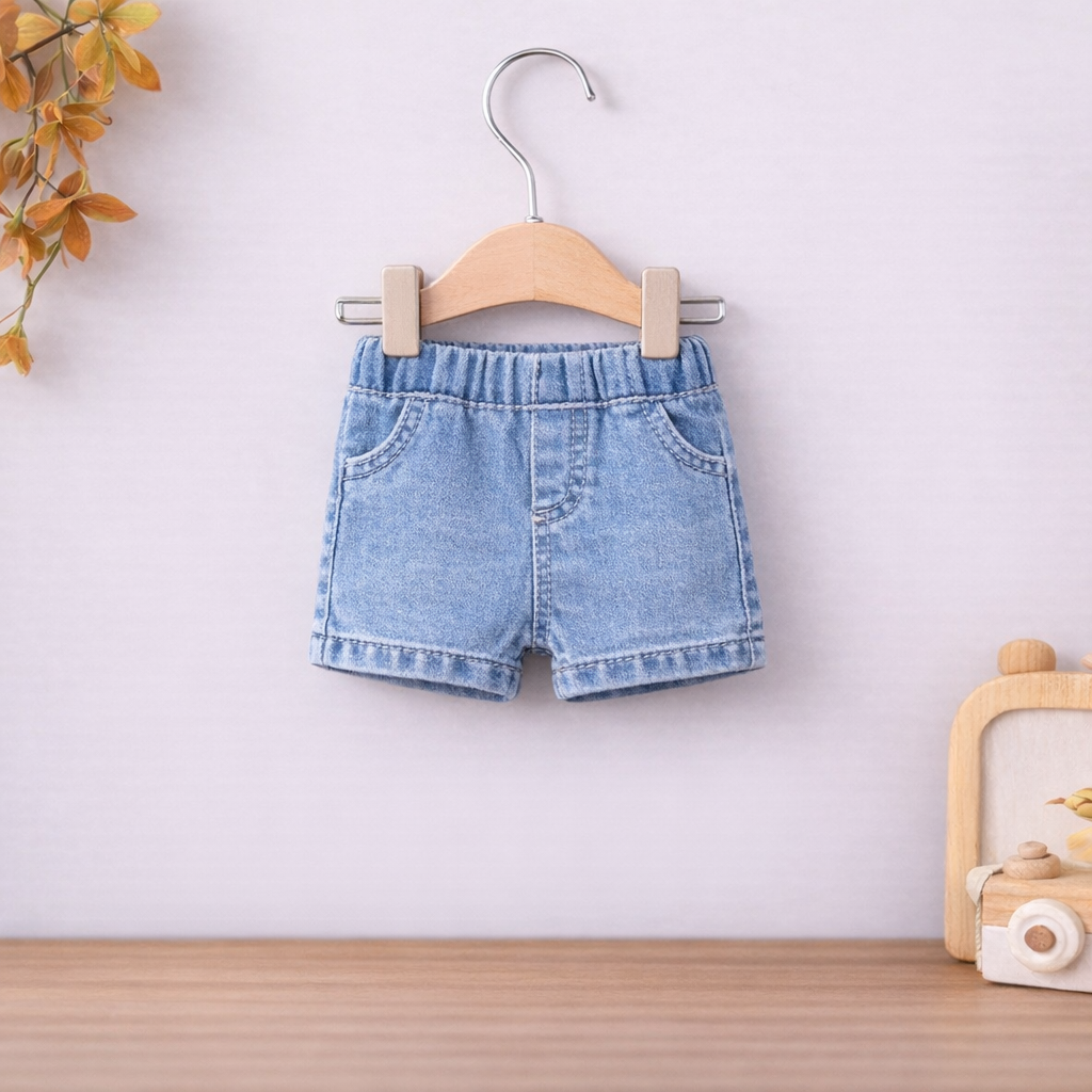 ✨ Cute Baby Denim Outfit Set – Shirt, T-Shirt & Shorts Combo 👶💙
