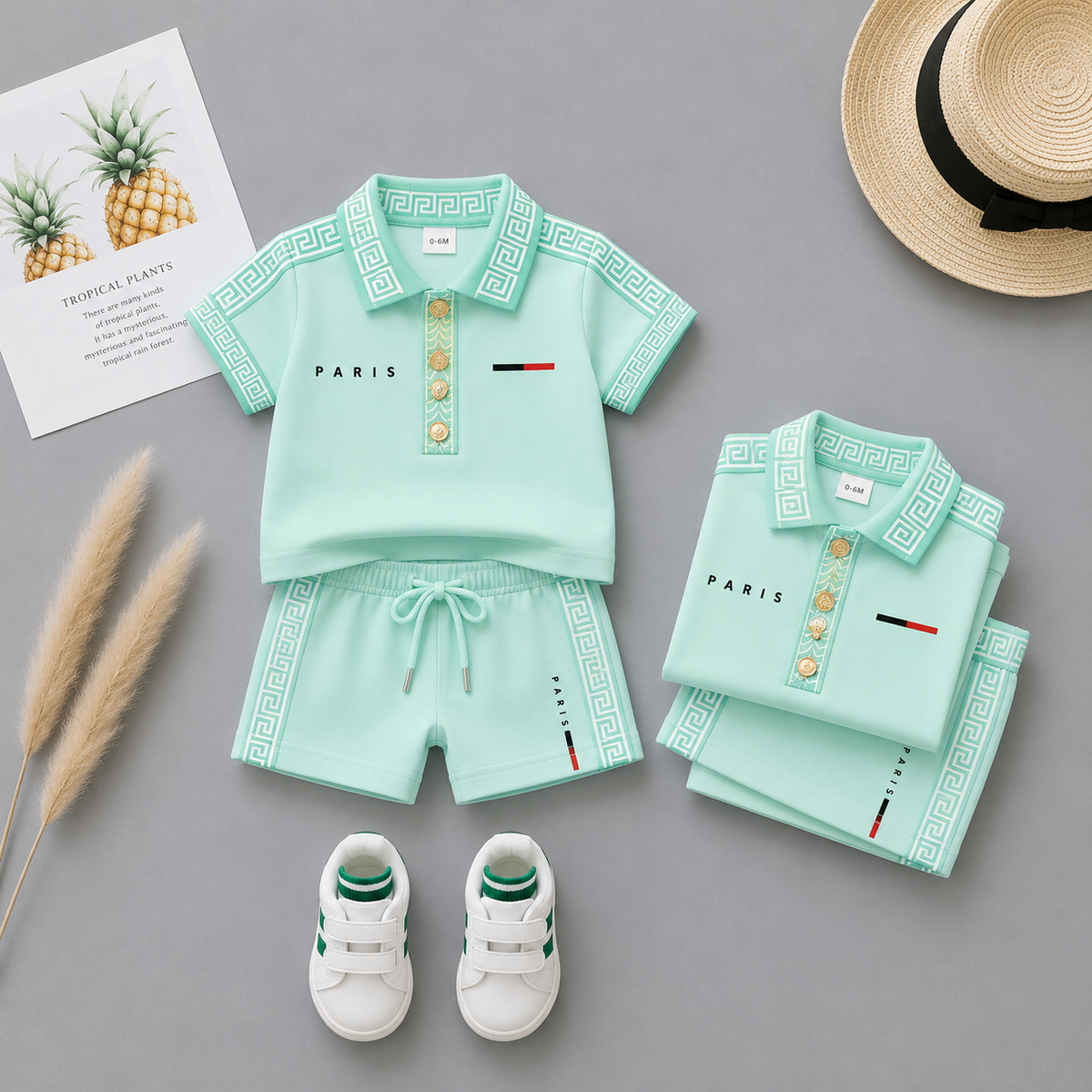 PARIS Premium Baby Boys Polo T-Shirt & Shorts Set | Cute Fashion Outfit | 6 Months–5 Years 🧸✨
