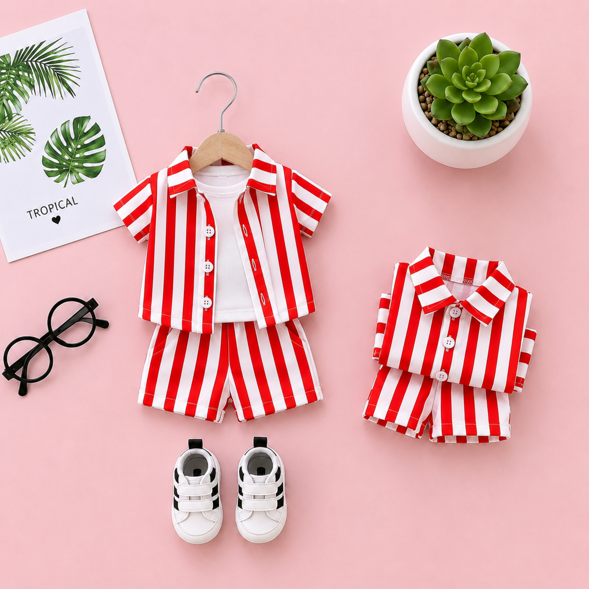 Red Stripe Baby Summer Co-ord Set | Mini Fashion Outfit ❤️🤍