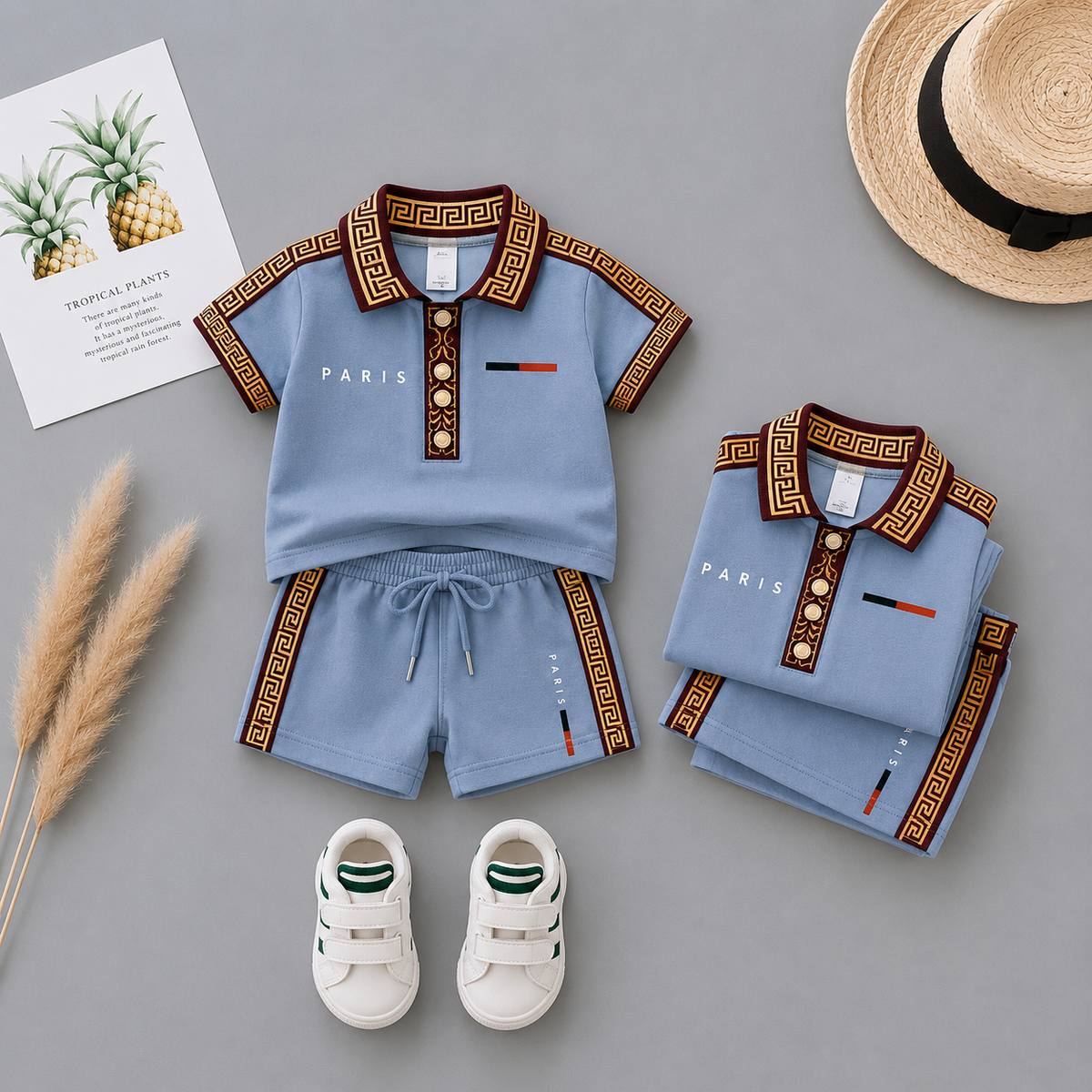 PARIS Premium Baby Boys Polo T-Shirt & Shorts Set | Cute Fashion Outfit | 6 Months–5 Years 🧸✨