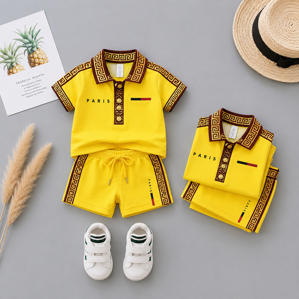 PARIS Premium Baby Boys Polo T-Shirt & Shorts Set | Cute Fashion Outfit | 6 Months–5 Years 🧸✨