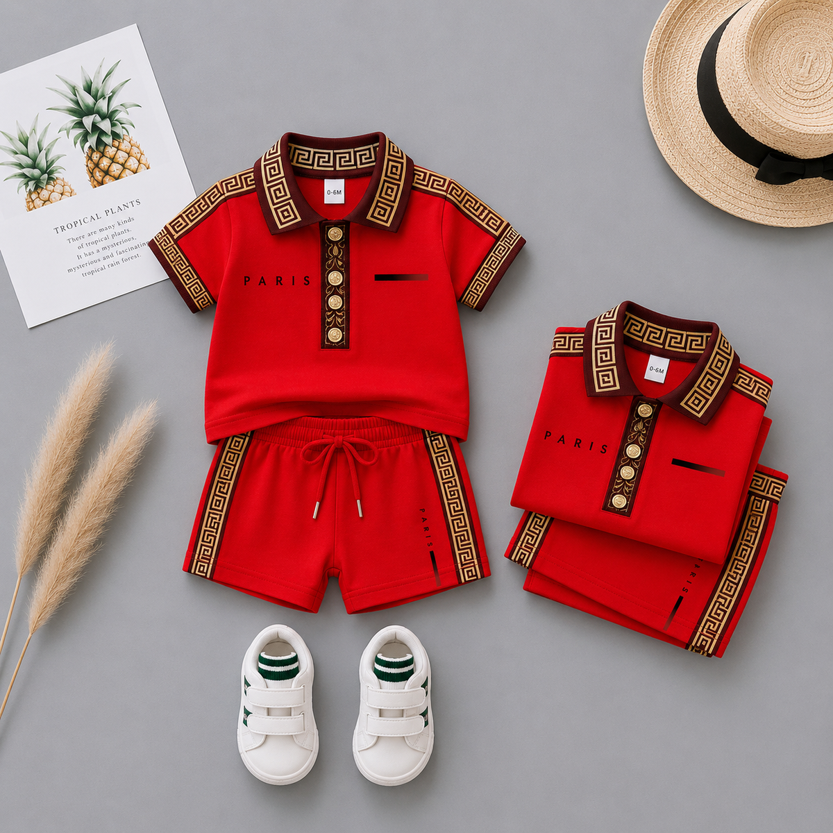 PARIS Premium Baby Boys Polo T-Shirt & Shorts Set | Cute Fashion Outfit | 6 Months–5 Years 🧸✨