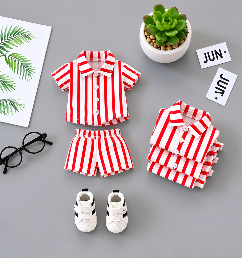 Red Stripe Baby Summer Co-ord Set | Mini Fashion Outfit ❤️🤍