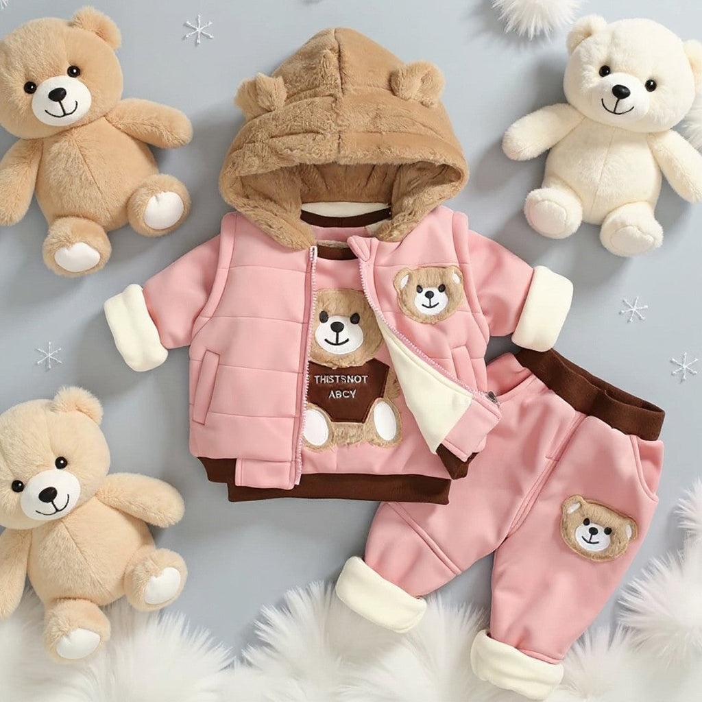 .Baby Boys and girls Teddy Bear Ear 3-Piece Warm Set