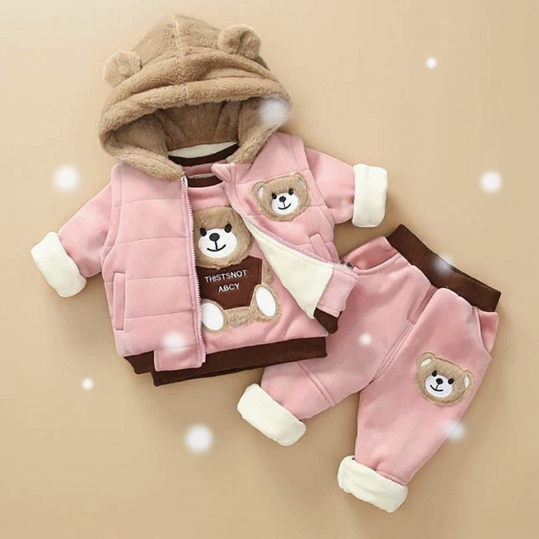 .Baby Boys and girls Teddy Bear Ear 3-Piece Warm Set