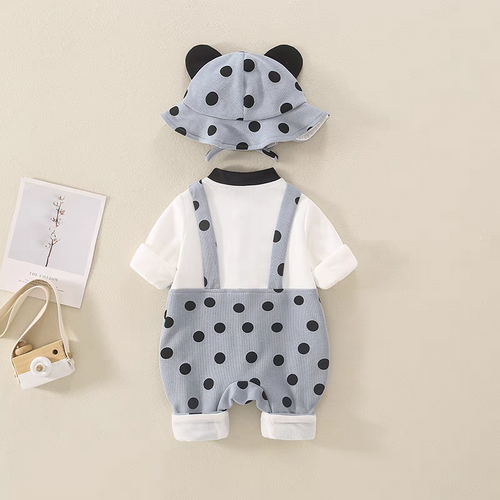 Adorable Panda Polka Dot Baby Romper Set with Hat – Soft Cotton
