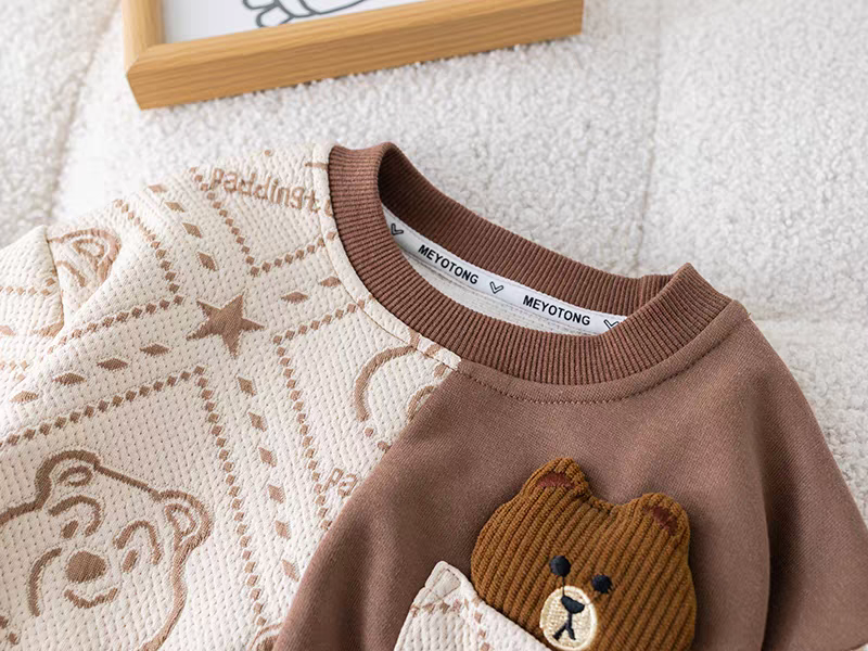 Cute Teddy Print Boys Co-ord Set