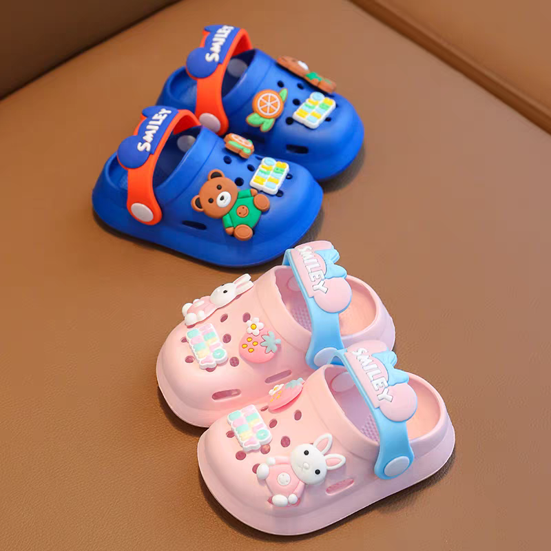 Trendy Unisex Kids Clogs – Lightweight Anti-Slip Cartoon Sandals for Boys & Girls (Pink, Yellow, White)