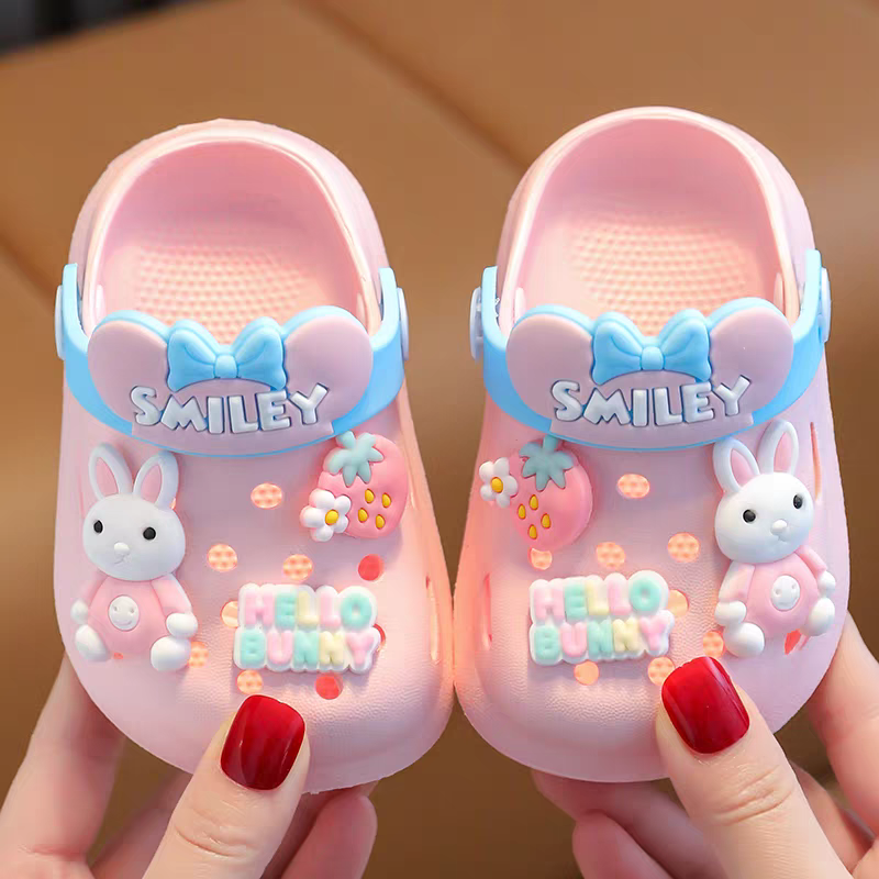 Trendy Unisex Kids Clogs – Lightweight Anti-Slip Cartoon Sandals for Boys & Girls (Pink, Yellow, White)