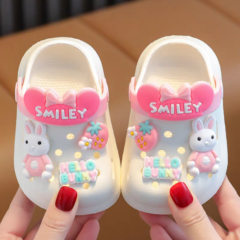 Trendy Unisex Kids Clogs – Lightweight Anti-Slip Cartoon Sandals for Boys & Girls (Pink, Yellow, White)