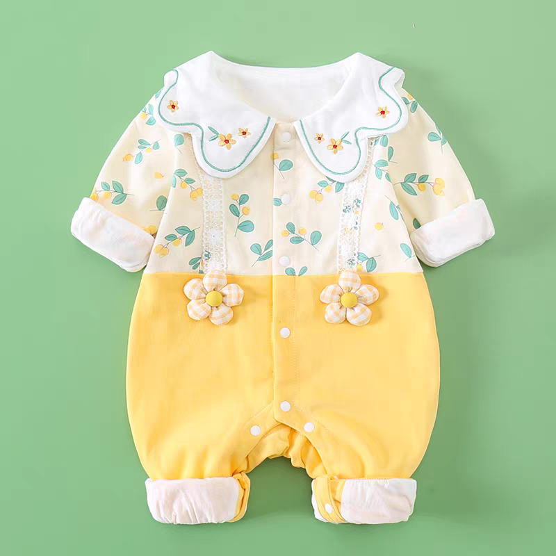 Sunshine Blossom Baby Romper – Soft Summer Floral Cotton Outfit for Girls 🌼👶
