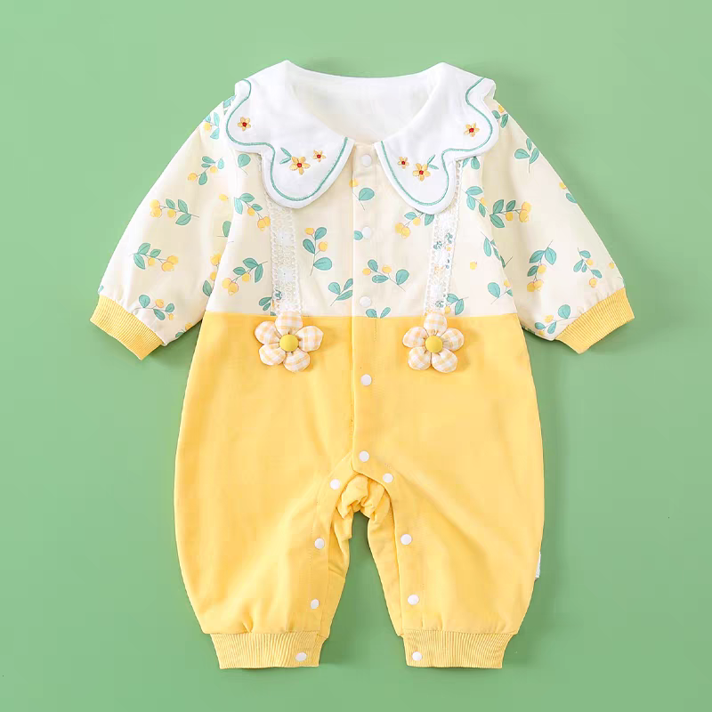 Sunshine Blossom Baby Romper – Soft Summer Floral Cotton Outfit for Girls 🌼👶