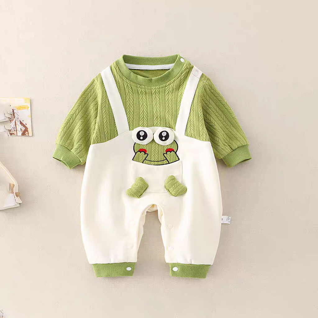 Little Frog Summer Baby Romper – Cute Green Cotton Outfit for Babies 🐸☀️