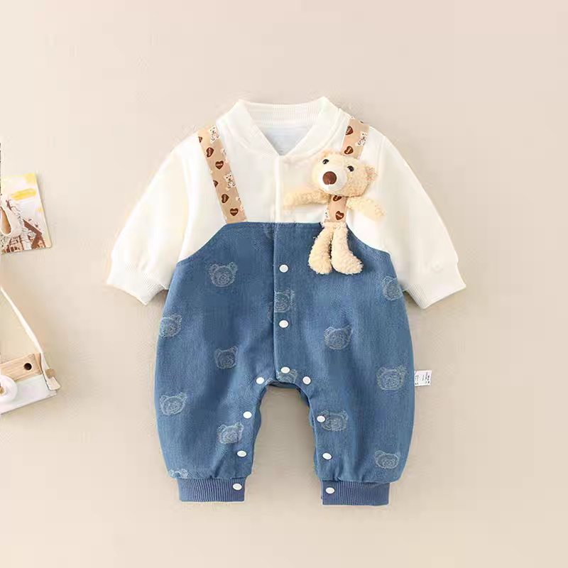 Teddy Buddy Summer Baby Romper – Cute Bear Cotton Outfit for Babies 🧸☀️