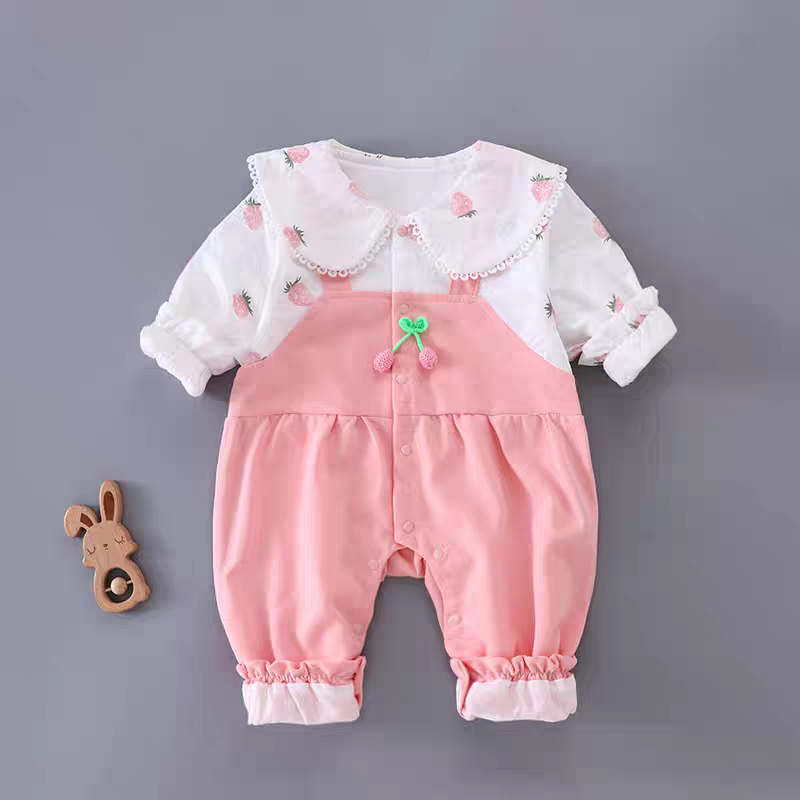 Cute Summer Baby Romper Set – Soft Cotton Floral & Pink Outfit 🌼