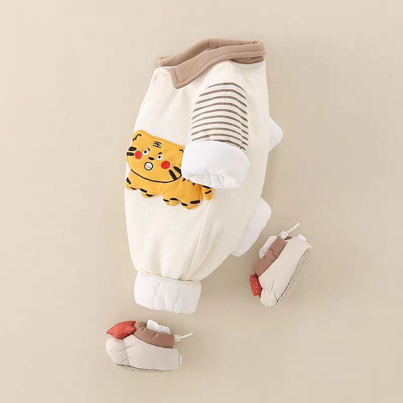 Baby Tiger Print Romper – Lightweight Summer Cotton Jumpsuit for Boys & Girls | Cute Cartoon Full Sleeve Bodysuit